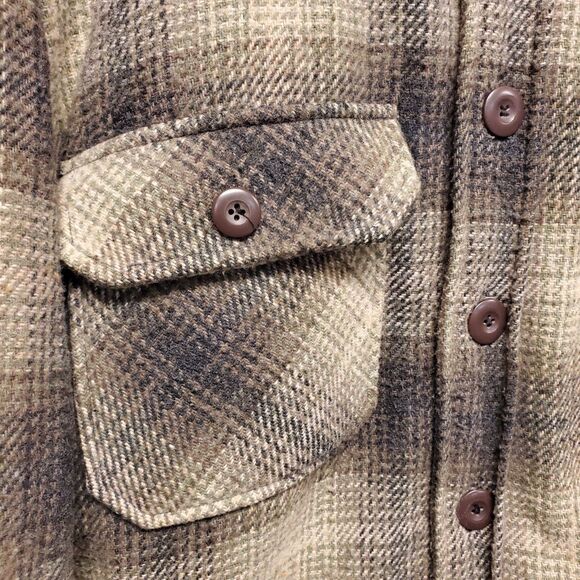 Vintage DASH CLASSICS Jacket Mens Large Beige Plaid Flannel Shacket Quilted Hunt - Picture 4 of 11